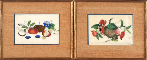 Bonhams Skinner : Five Album Paintings of Fruit and Flowers, China ...