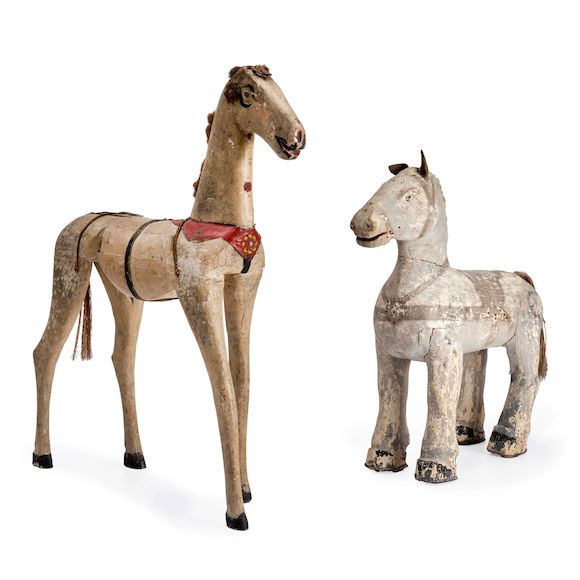 Bonhams Skinner Two Carved and Painted Toy Horses