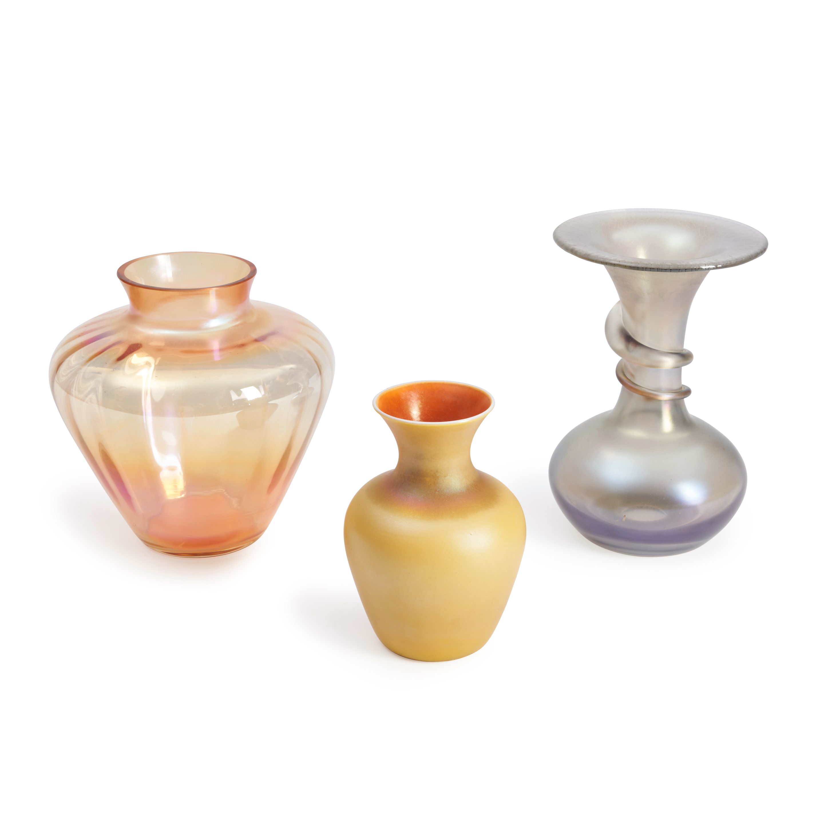 Bonhams Cars Three Art Glass Vases first half of the 20th century