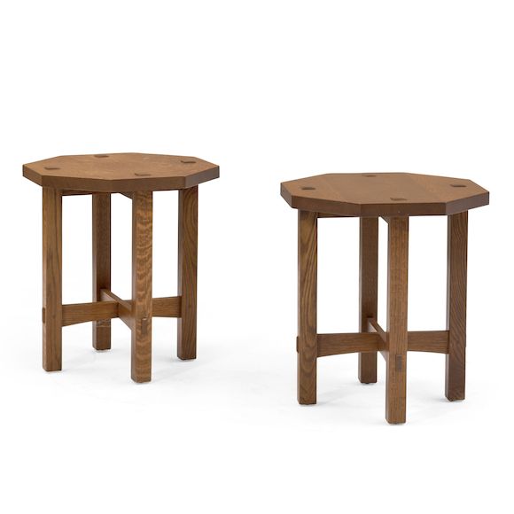 Bonhams Skinner Pair of Stickley Octagonal Occasional Tables, United