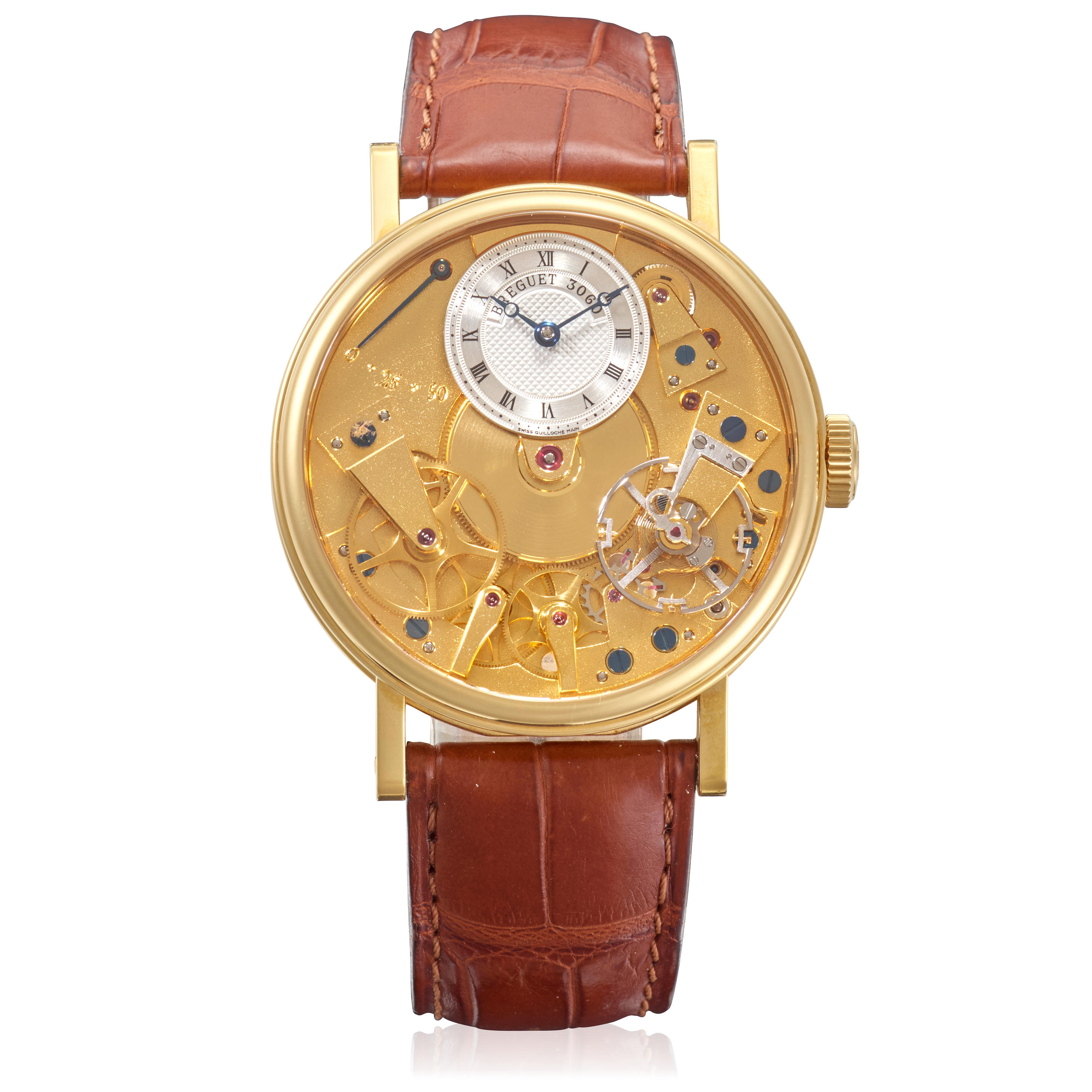 Bonhams BREGUET. AN 18K GOLD MANUAL WIND SKELETONIZED WRISTWATCH