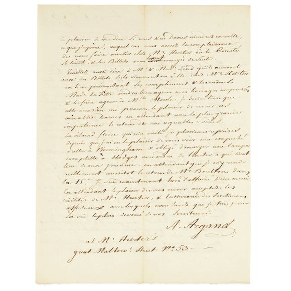 Bonhams ARGAND ON HOT AIR BALLOONS AND PRODUCING HIS LAMP IN BRITAIN