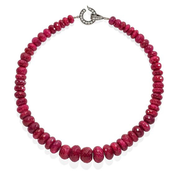 Ruby Simulant Bonhams : A RUBY AND DIAMOND SIMULANT NECKLACE