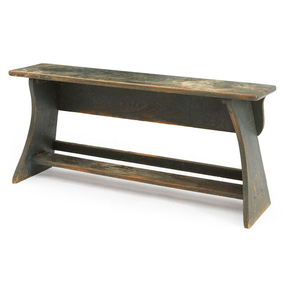Bonhams Skinner : Green-painted Bucket Bench, early 20th century.