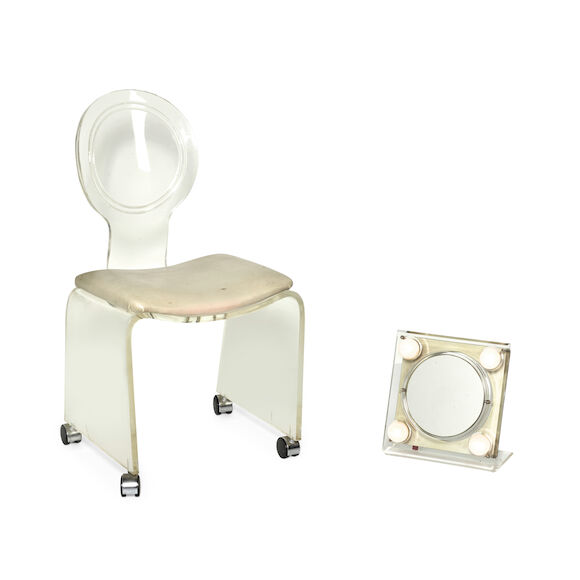 Bonhams AN ACRYLIC VANITY CHAIR AND MIRROR20th century