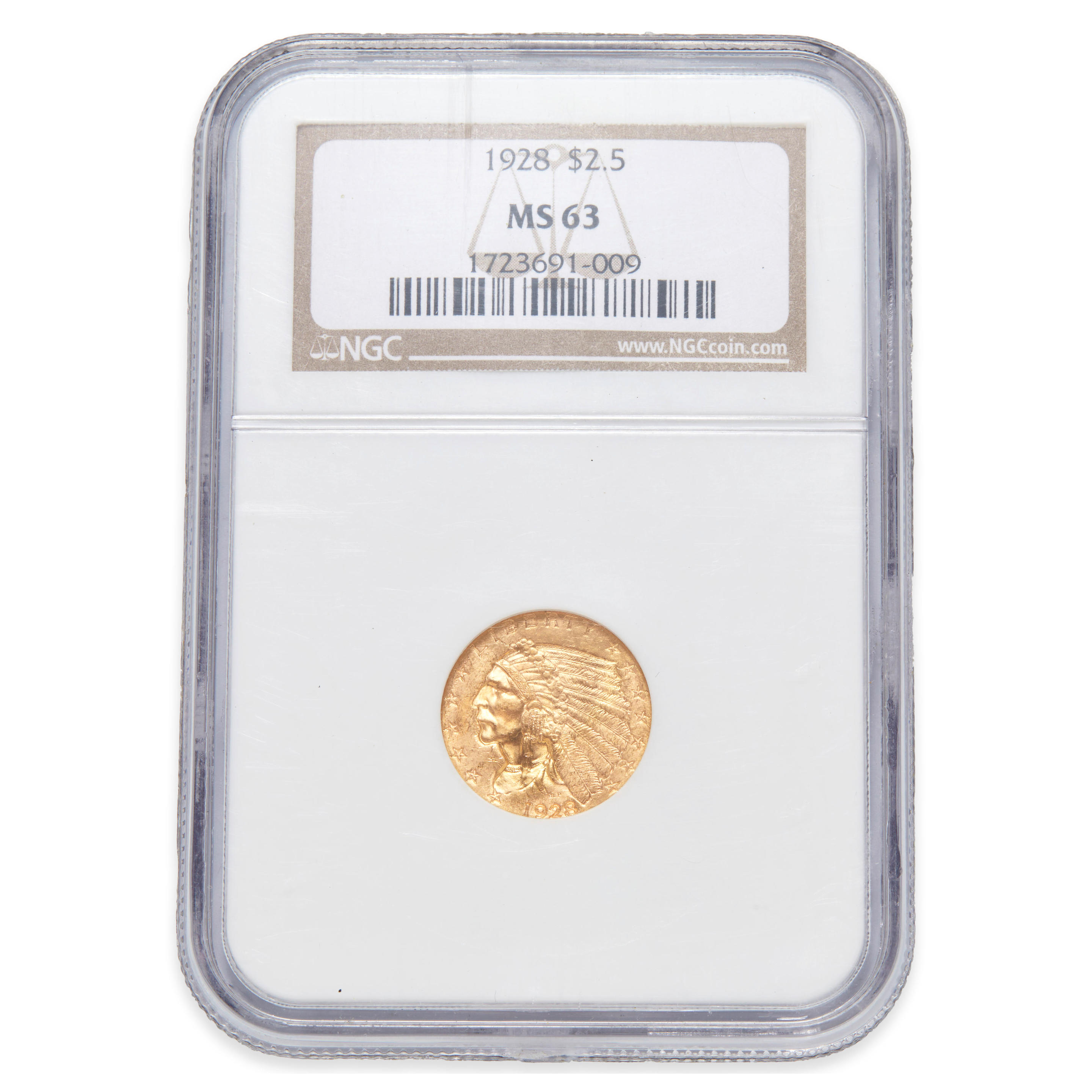 Bonhams Cars : United States 1928 Indian Head 2.50 Quarter Eagle Gold Coin.