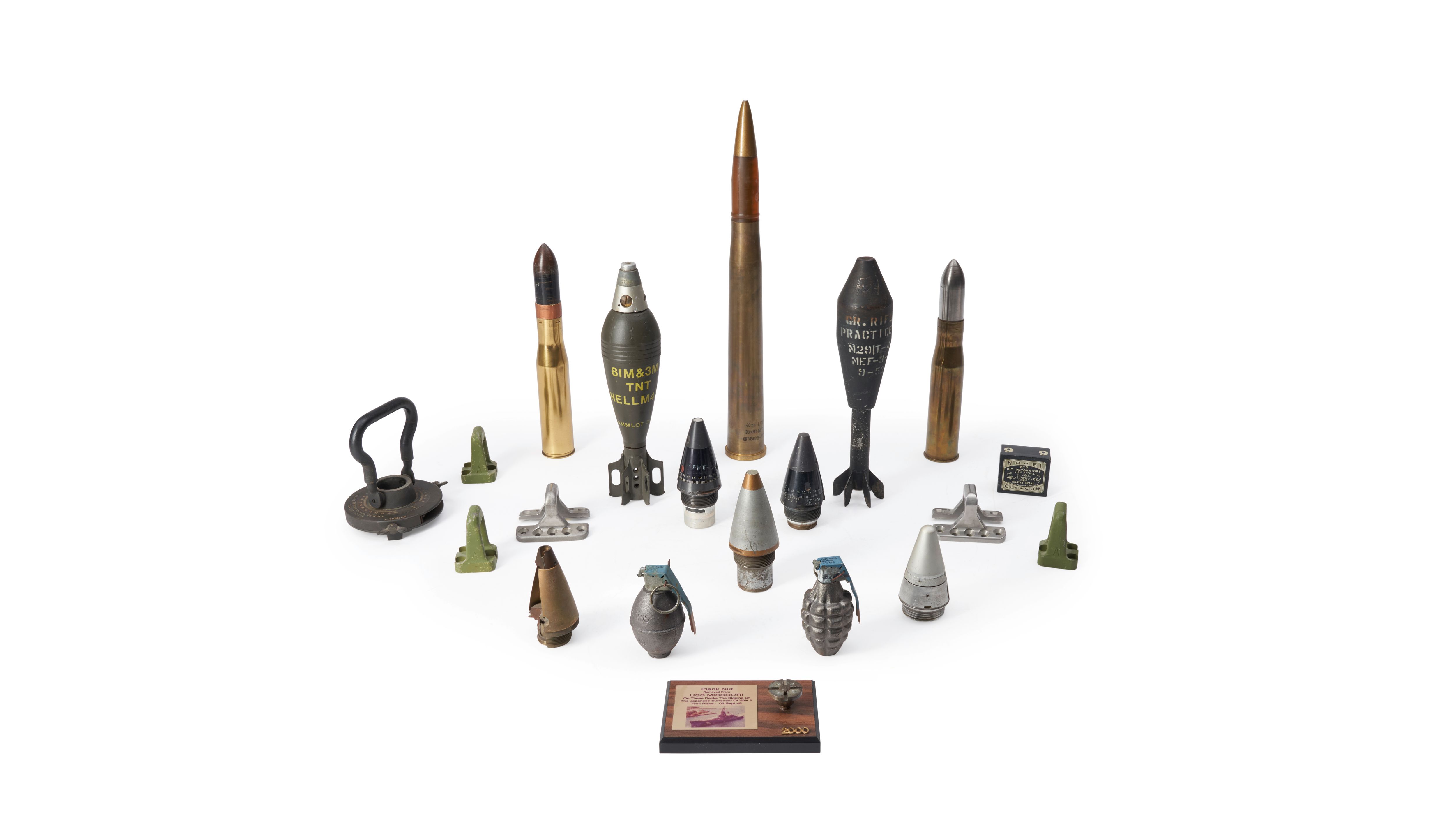 Bonhams Cars Twenty Artillery Shells, Fuzes, Fuze Setter, Tie Downs