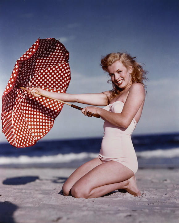 Bonhams Andre De Dienes 1913 1985 Marilyn Monroe With Umbrella Tobay Beach 5686