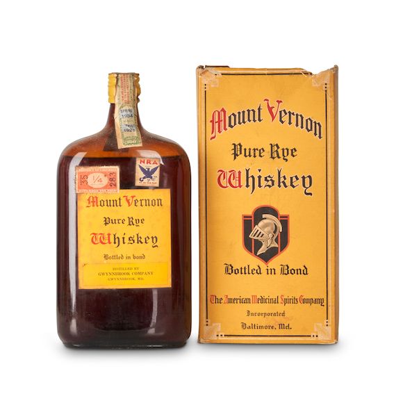 Bonhams Skinner Mount Vernon Pure Rye 1917 (1 quart bottle)