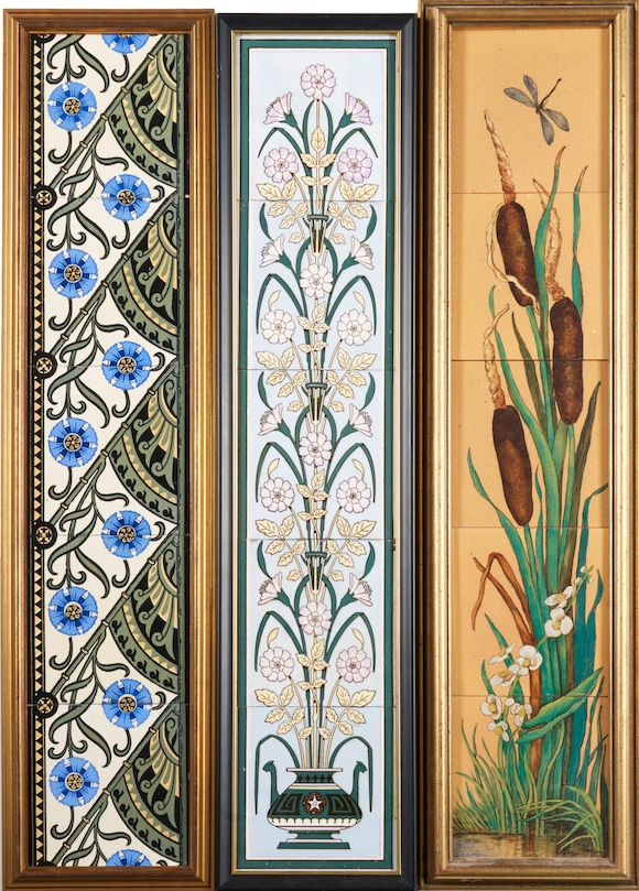 Bonhams Skinner FIVETILE MINTONS CHINA WORKS FLORAL PANEL, Stokeon