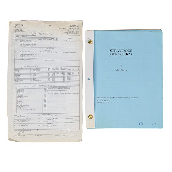 Bonhams : Bo Hopkins: An Annotated Script for U-Turn, TriStar, 1997