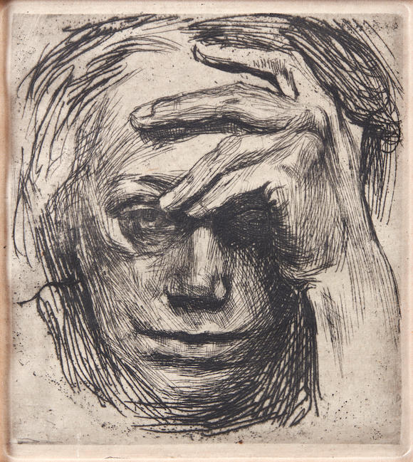 Bonhams Skinner : Käthe Kollwitz (German, 1867-1945); Selbstbildnis mit ...