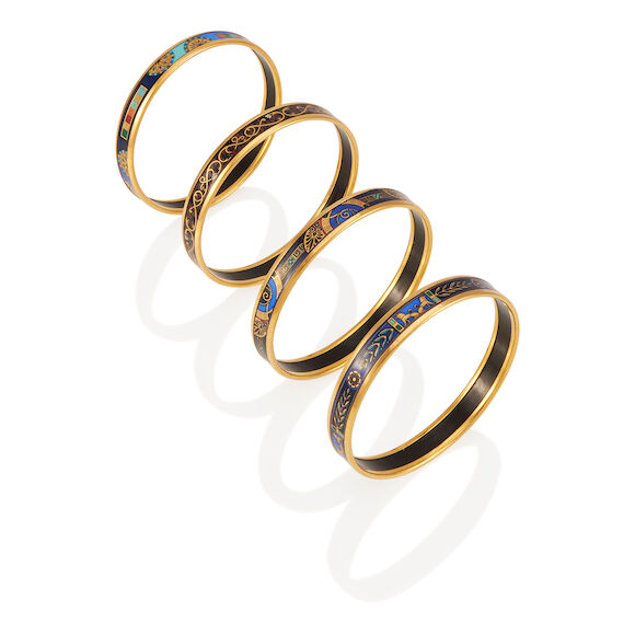 Bracelet émaillé Style Grec/romain MICHAELA FREY - Doré à L'or Rose - Taille Large - Occasion Peu Porté