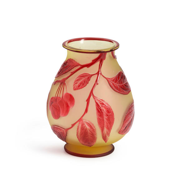 Bonhams Skinner Thomas Webb And Sons Cameo Glass Vase With Berries England Early 20th Century