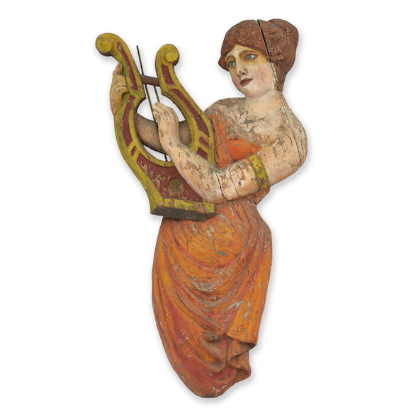 Bonhams Skinner : Polychrome Relief Carving of a Musician, America ...