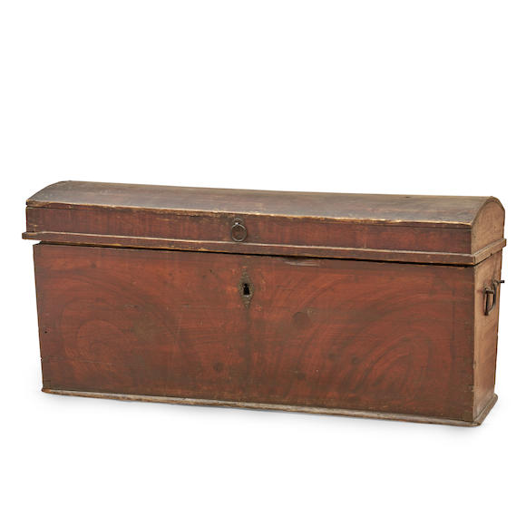 Bonhams Skinner : CONTINENTAL RED GRAIN-PAINTED DOME TOP TRUNK