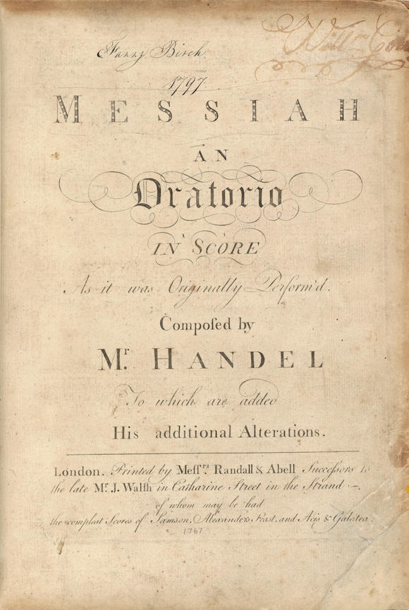 Bonhams : HANDEL, GEORGE FREDERIC. 1685-1759. Messiah. An Oratorio in ...