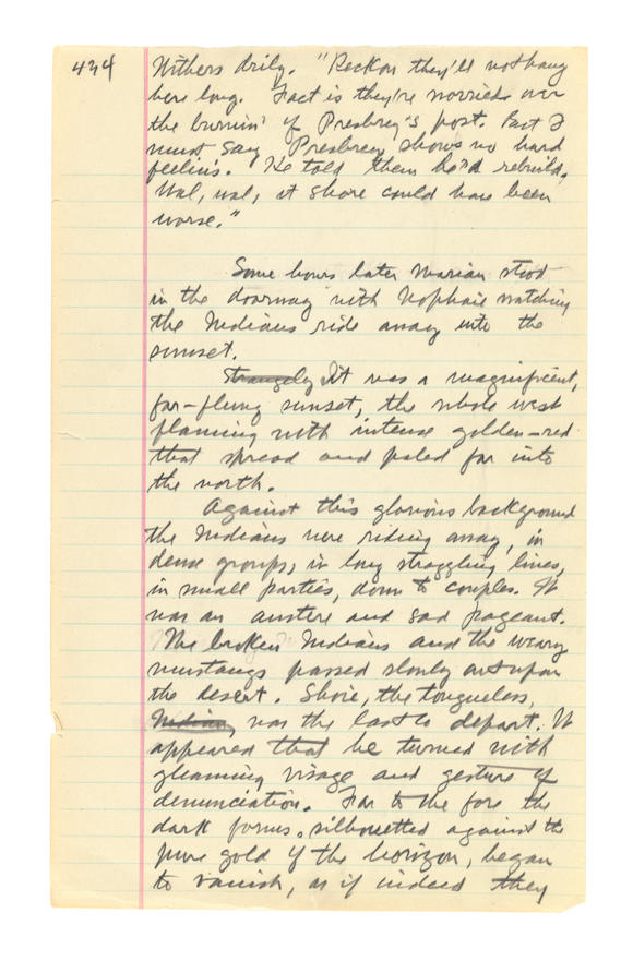 Bonhams : ZANE GREY'S ORIGINAL MANUSCRIPT FOR ONE OF HIS MOST IMPORTANT ...