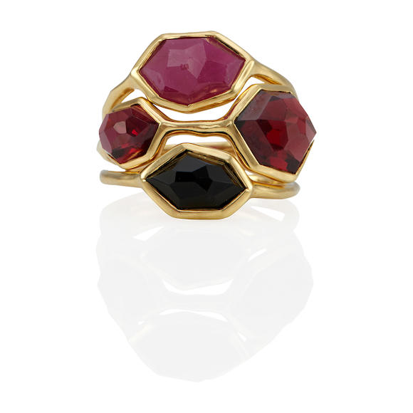 Bonhams : IPPOLITA AN 18K GOLD, RUBY, GARNET, AND SMOKY QUARTZ RING