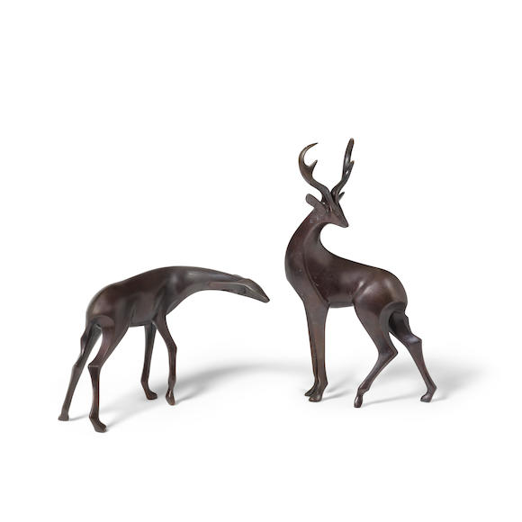 Bonhams : Dan Hemann (20th Century) Stag and Doe (a group of two) first ...