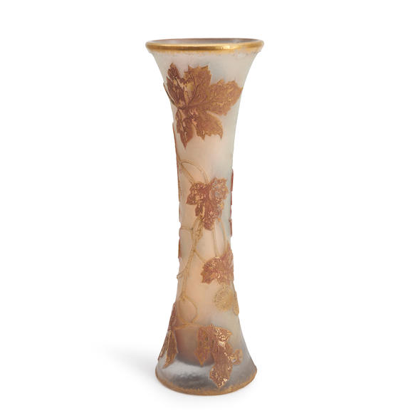 Bonhams Skinner Daum Cameo Glass Vase With Sycamore Branch Nancy