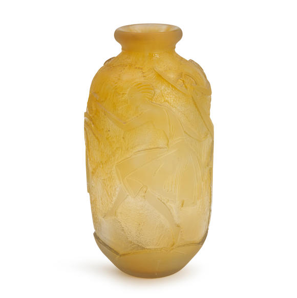 Bonhams Skinner : DAUM ART DECO ACID-ETCHED GLASS VASE WITH WOMEN ...