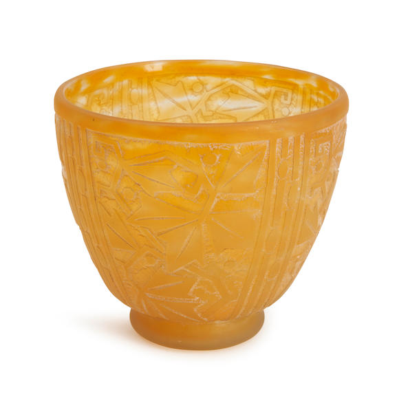 Bonhams Skinner : DAUM ART DECO ACID-ETCHED GLASS BOWL, Nancy, France ...