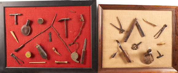 Bonhams Skinner : Two Frames with Mounted Rifleman's Tools,