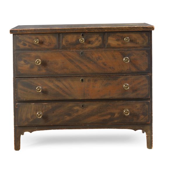 Bonhams Skinner Grainpainted Pine Chest over Drawers, New England