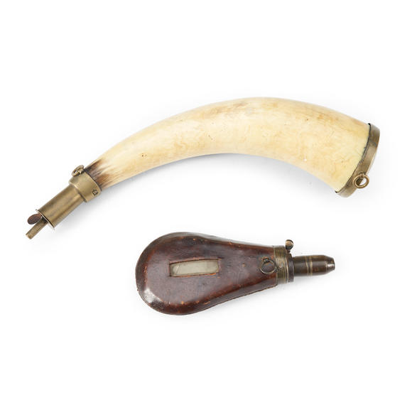 Bonhams Skinner : Percy Tenantry Volunteers Powder Horn and Flask,