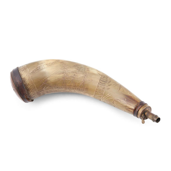 Bonhams Skinner : Gideon West's Carved Powder Horn,