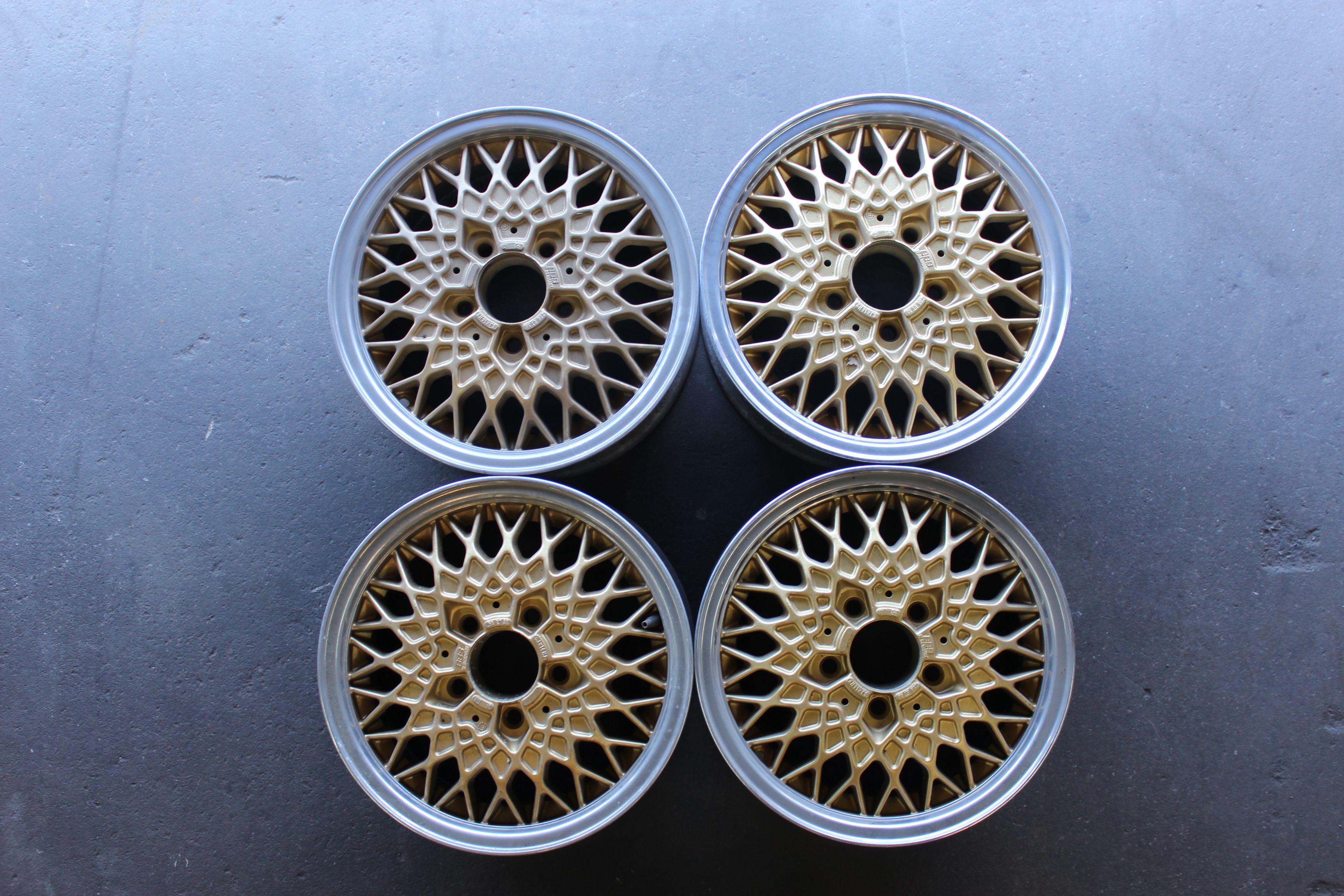 Bonhams Cars : 4 BBS Gold rims, 8J X 14 (0341008) 18 inches in diameter ...