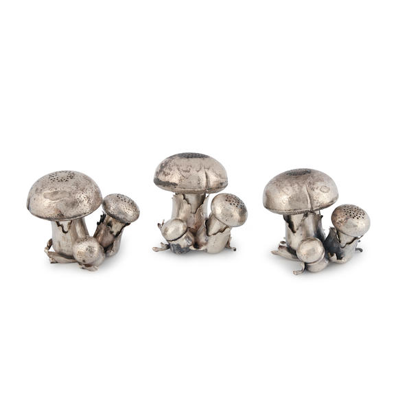 Bonhams Skinner : Set of Three Buccellati Mushroom-Form Sterling Silver ...