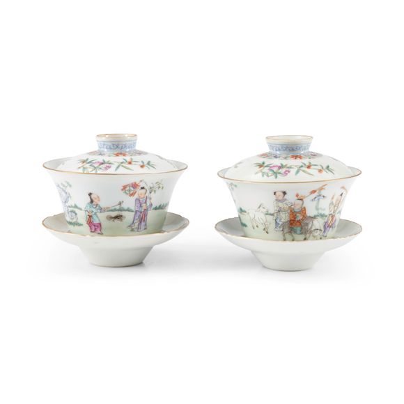 Bonhams Skinner : A PAIR OF FAMILLE-ROSE-ENAMELED COVERED CUPS AND ...