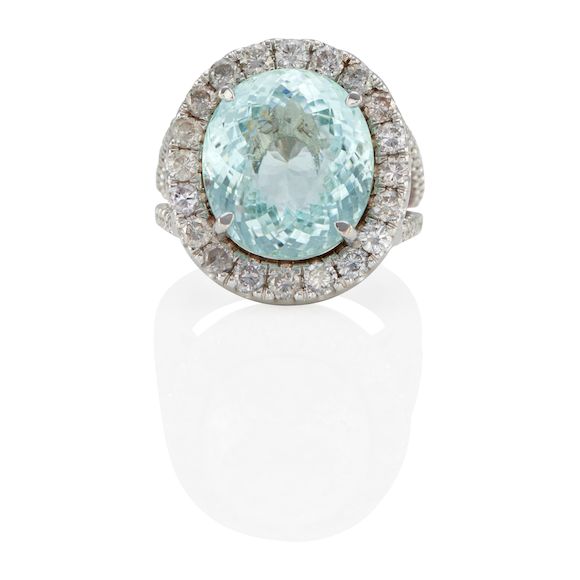 Bonhams : 18K GOLD, PARIBIA-TYPE TOURMALINE AND DIAMOND RING WITH GIA ...