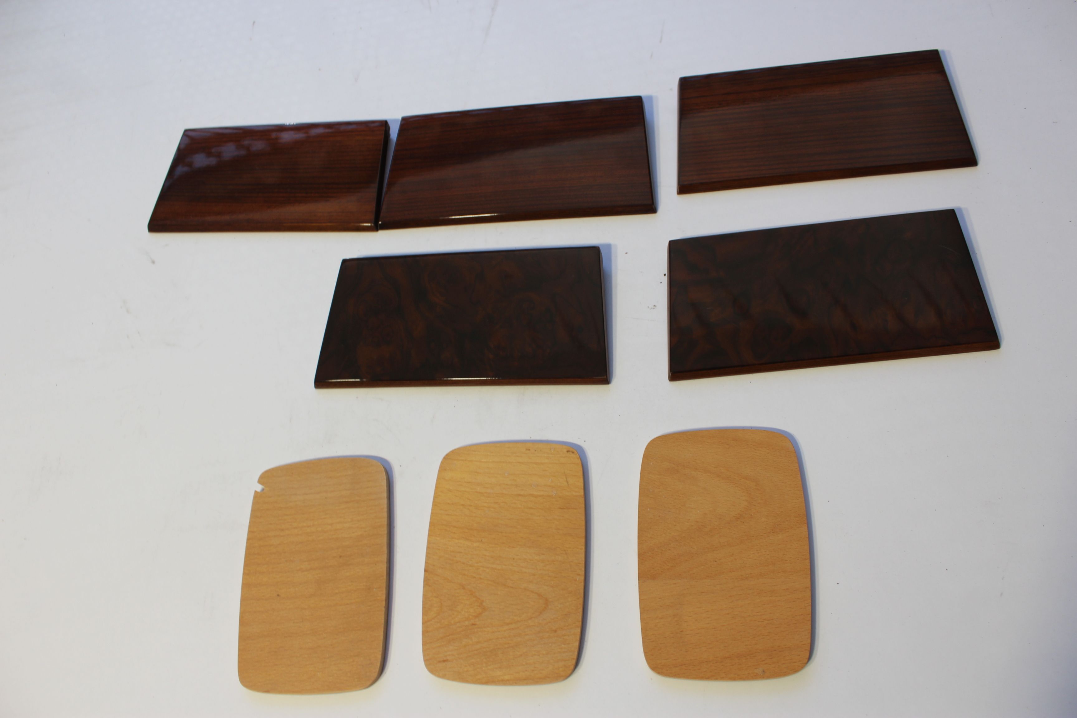 Bonhams Cars : An assortment of Burl wood and Zebrano wood trim pieces,