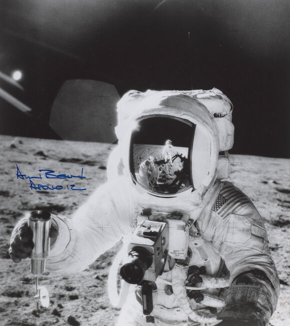 Bonhams : APOLLO 12: ALAN BEANSIGNED VISOR SHOT Large format black-and ...