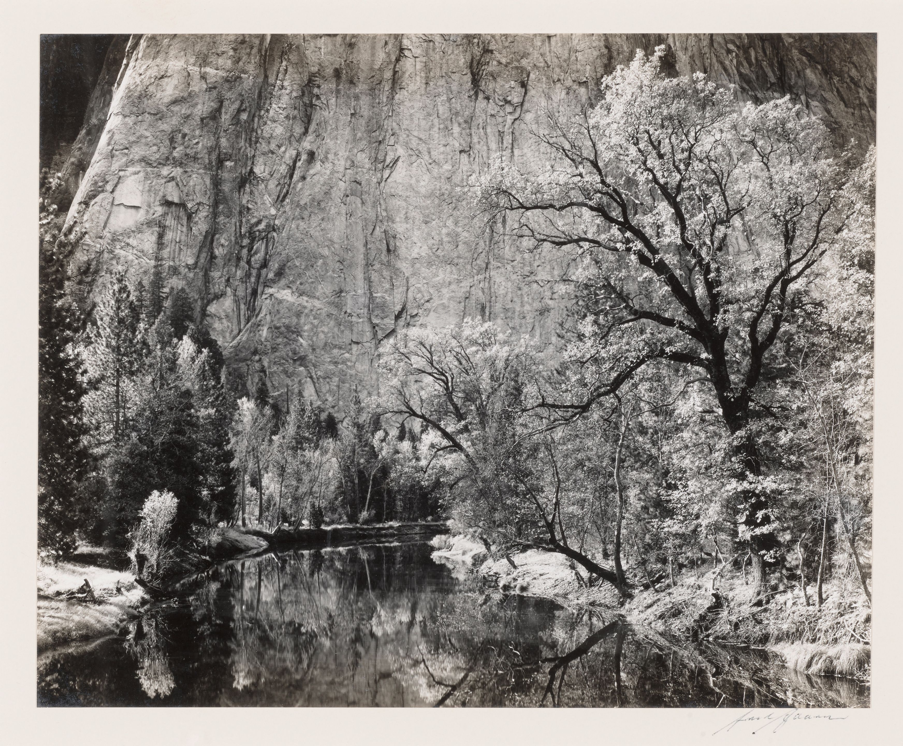 Merced River, Cliffs of Cathedral Rocks, Autumn