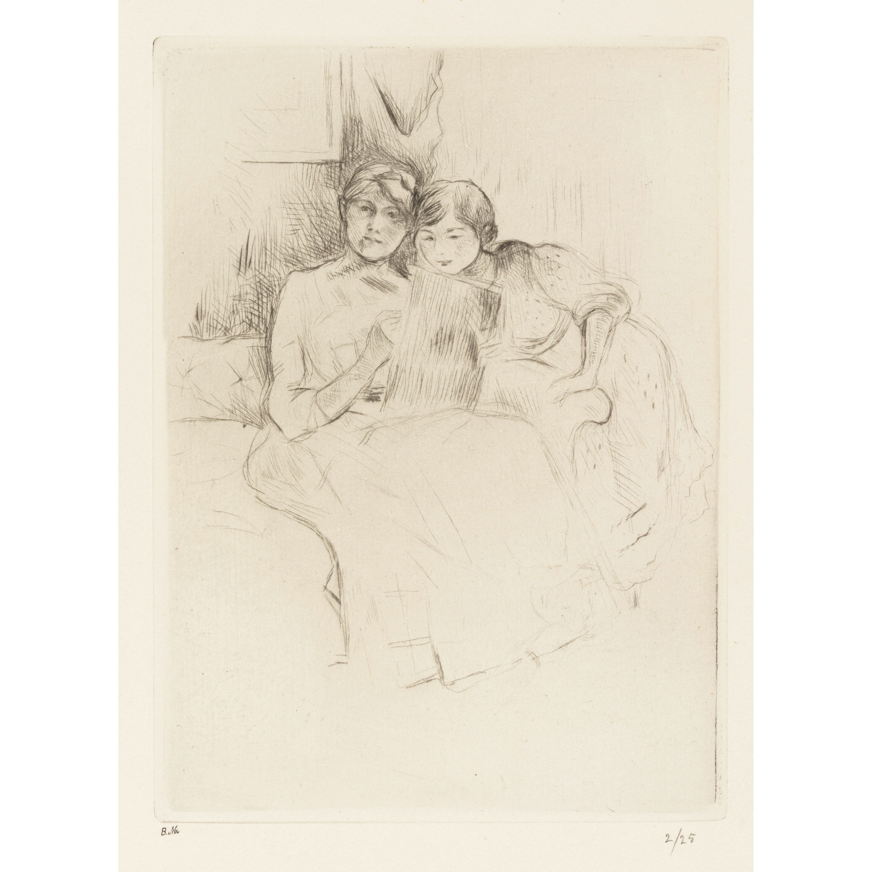 Berthe Morisot dessinant, avec sa fille