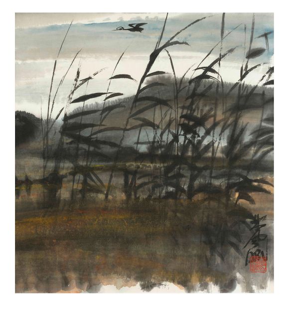 Bonhams : LIN FENGMIAN (1900-1991) Wild Goose and Reeds
