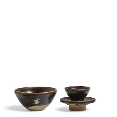 A Black-Glazed Teacup and a Black-Glazed Cupstand China, Song Dynasty, (2)