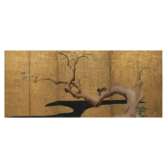 Bonhams : ANONYMOUS (18TH CENTURY) Birds on a Snowy Willow Tree Edo ...