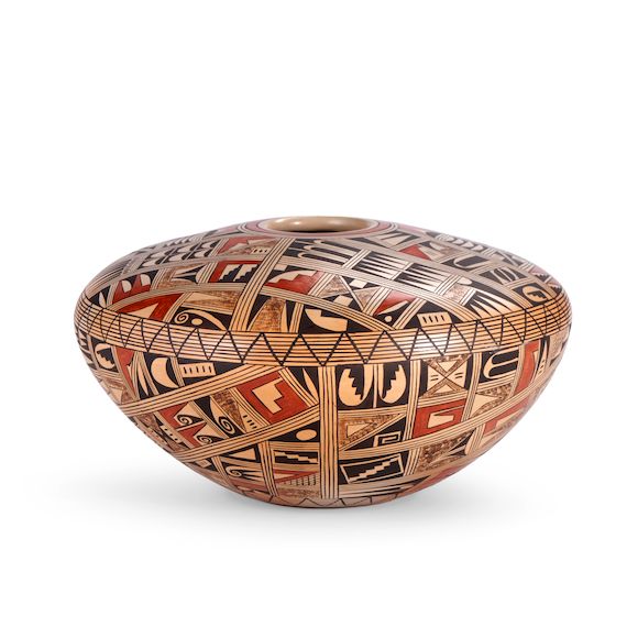 Bonhams Skinner : A Rondina Huma polychrome pottery seed jar Rondina ...