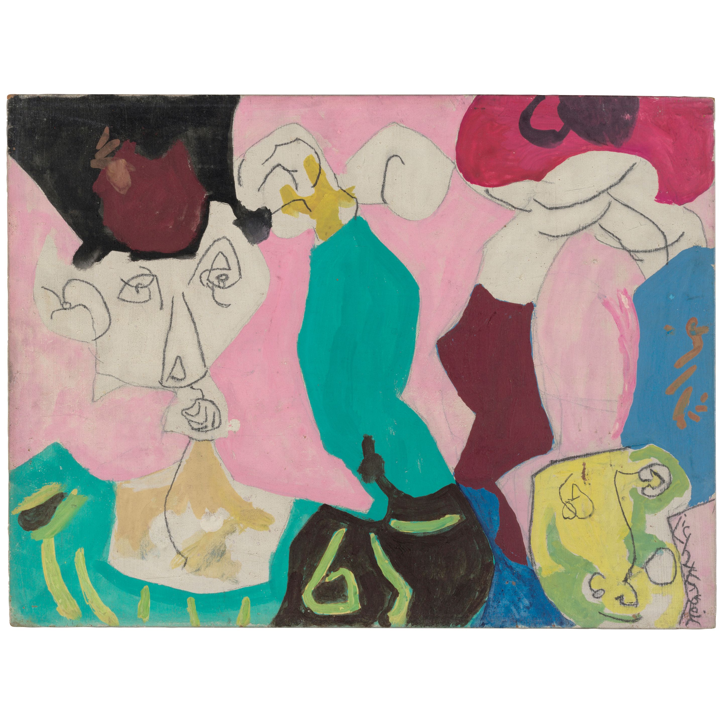 Two Figures with Hats