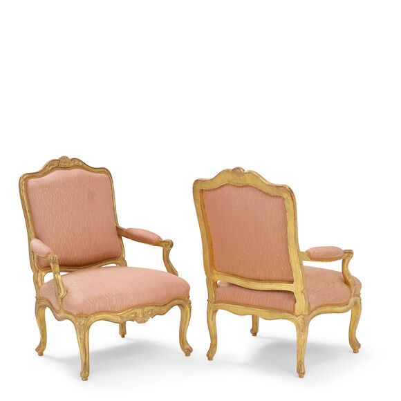 Bonhams : A PAIR OF LOUIS XV CARVED GILTWOOD FAUTEUILS À LA REINELouis ...