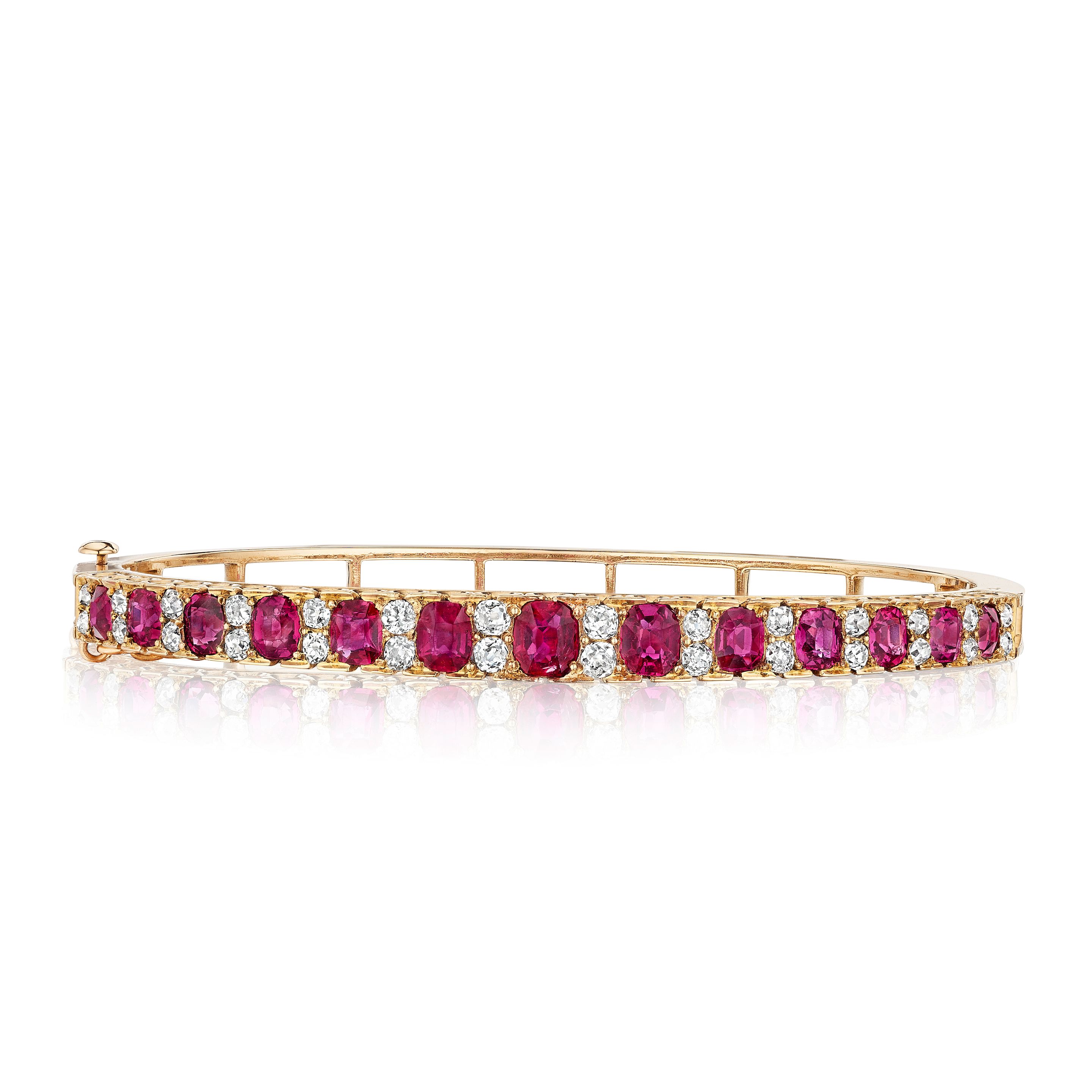 A RUBY AND DIAMOND BANGLE