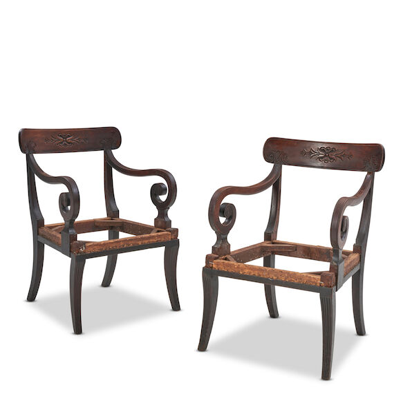 Bonhams Skinner : A Fine Pair of Classical Carved Mahogany Armchairs ...