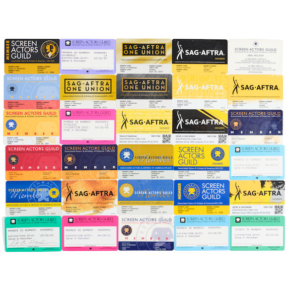 Bonhams : GENE HACKMAN: A GROUP OF SAG/AFTRA MEMBERSHIP CARDS, Qty.