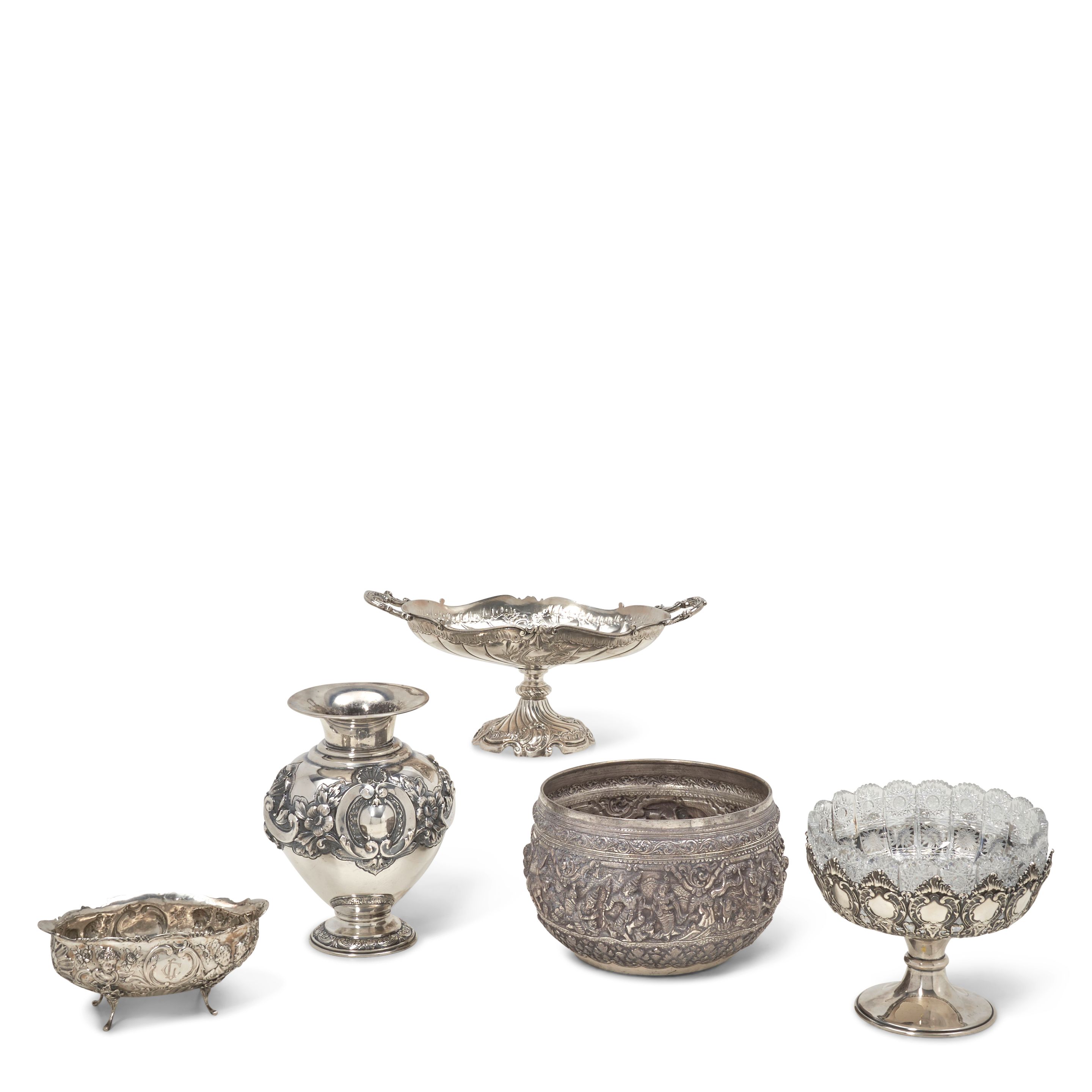 Five Silver Centerpieces,