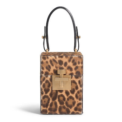 OSCAR DE LA RENTA: LEOPARD PRINT ALIBI TOP HANDLE BAG